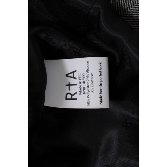 RTA Womens Herringbone Double Breasted Blazer Small White Grey Black Jacket - Picture 10 of 12
